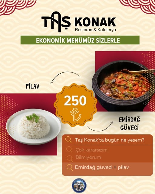 Emirdağ Belediyesi Taş Konak Sosyal Tesisleri'nde Ekonomik Menü Lezzetleri