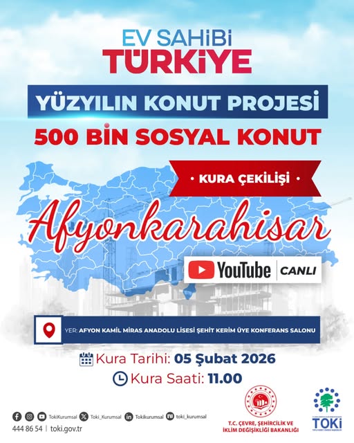 Afyonkarahisar'da 500 Bin Konut Projesi İçin Kura Çekimi Yarın Yapılacak