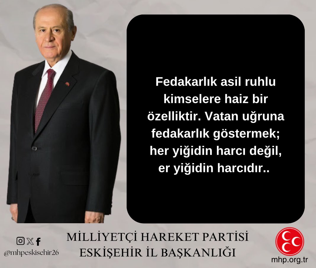 MHP Eskişehir İl Başkanlığı: Fedakarlığın Önemi