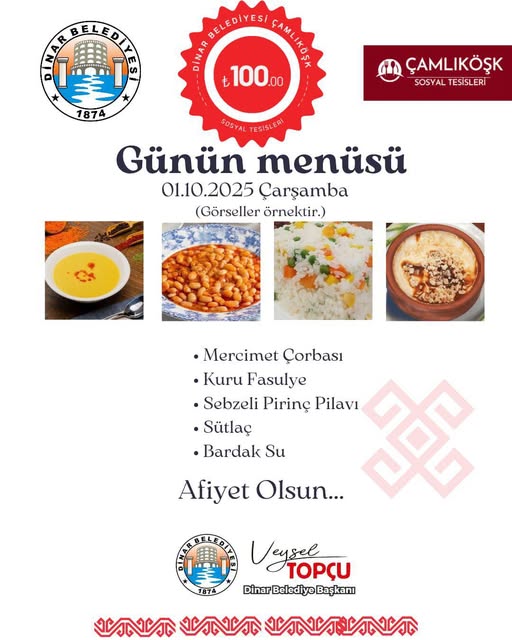 Dinar Belediyesi Çamlıköşk Sosyal Tesisleri'nde Ekonomik ve Lezzetli Öğle Yemeği