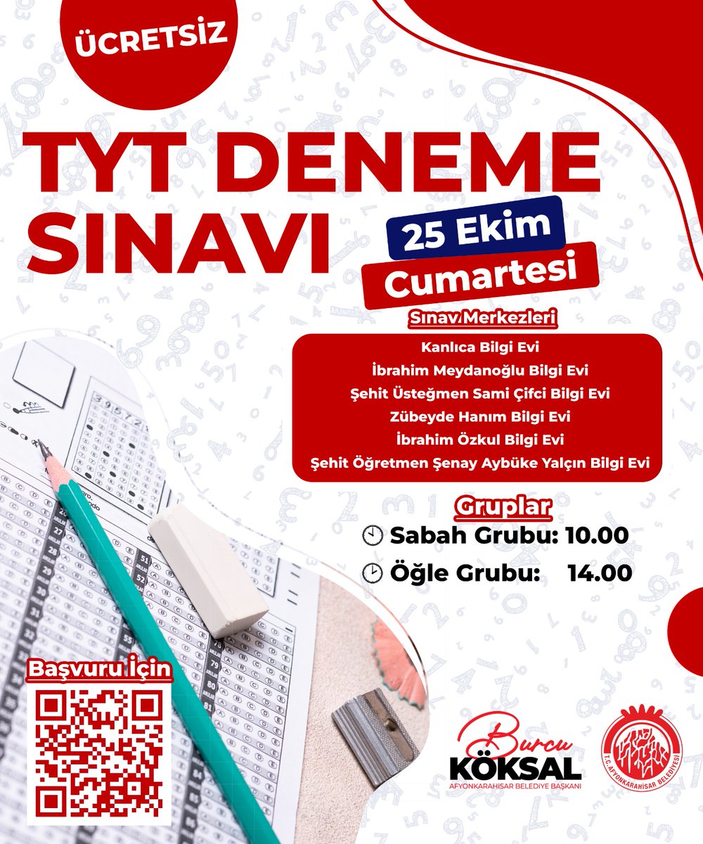 Afyonkarahisar Belediyesi'nden Üniversite Adaylarına TYT Deneme Sınavı