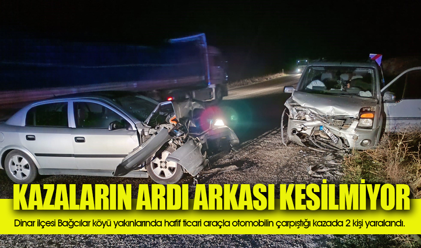 Hafif ticari araçla otomobilin çarpıştığı kazada 2 kişi yaralandı