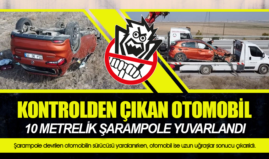 Kontrolden çıkan otomobil 10 metrelik şarampole yuvarlandı