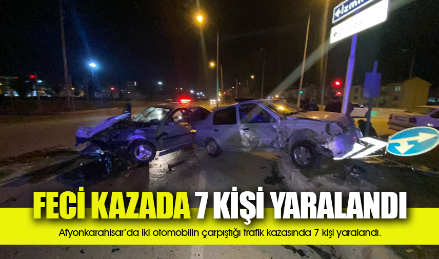  İki otomobilin çarpıştığı trafik kazasında 7 kişi yaralandı