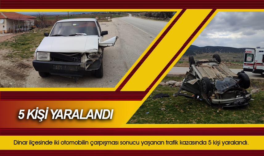 İki otomobilin çarpıştığı kazada 5 kişi yaralandı