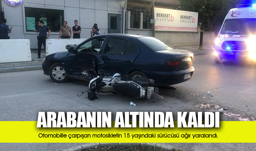 Motosikletin 15 yaşındaki sürücüsü trafik kazasında ağır yaralandı