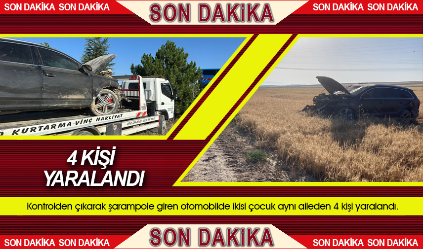 Şarampole giren otomobilde aynı aileden 4 kişi yaralandı